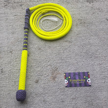 Load image into Gallery viewer, 5 Ft 10 Plait Neon Yellow and Acid Purple Stock Whip
