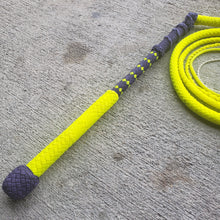 Load image into Gallery viewer, 5 Ft 10 Plait Neon Yellow and Acid Purple Stock Whip
