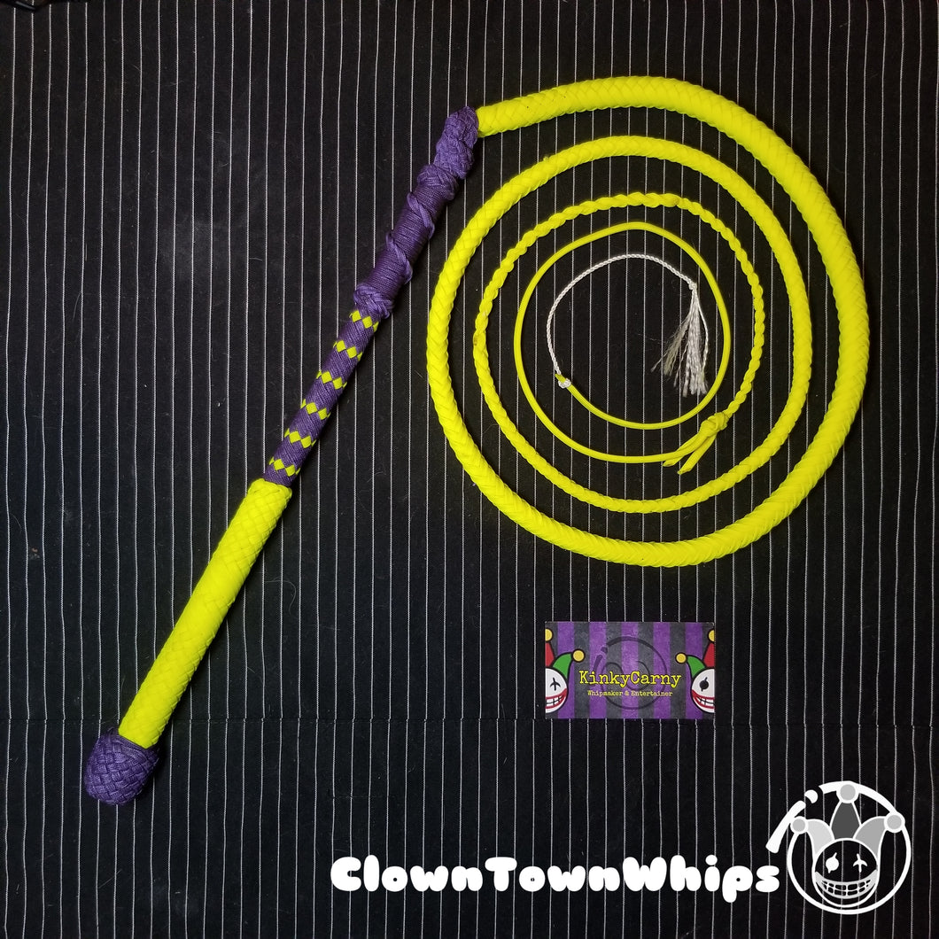 5 Ft 10 Plait Neon Yellow and Acid Purple Stock Whip